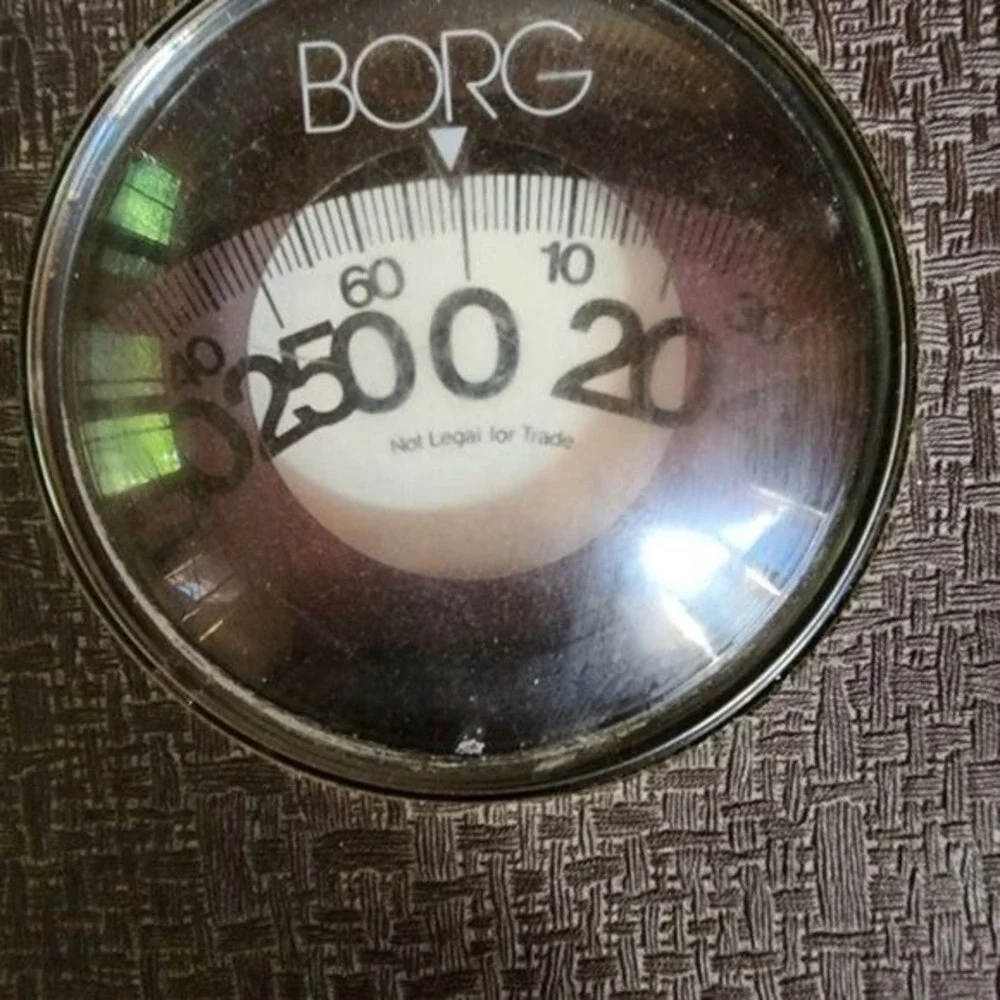 BORG Vintage Mid Century Atomic‎ Retro Brown Basket-Weave Modern Bathroom Scale